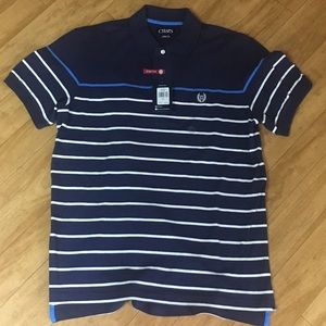 Navy & White Chaps Striped Polo